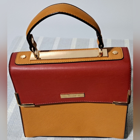 Dune London Handbags - Dune London Handle Bag / Color-Block Mustard & Red Fall Colors